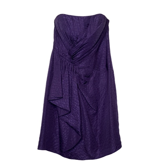 Shoshanna Silk Strapless Dress Purple Size 2 Anthropologie - Picture 2 of 6
